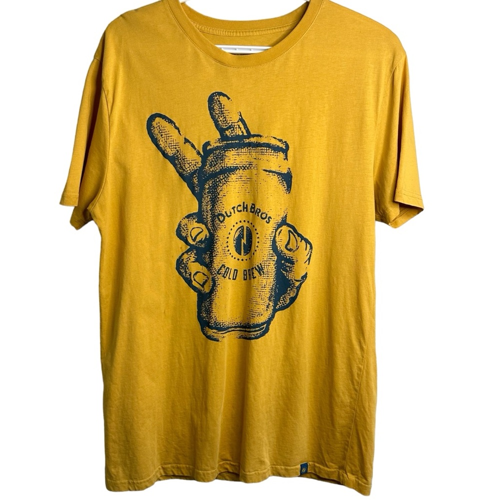 Dutch Bros Gold-Yellow T MEDIUM + LARGE Cold Brew Hand Peace DB 1992